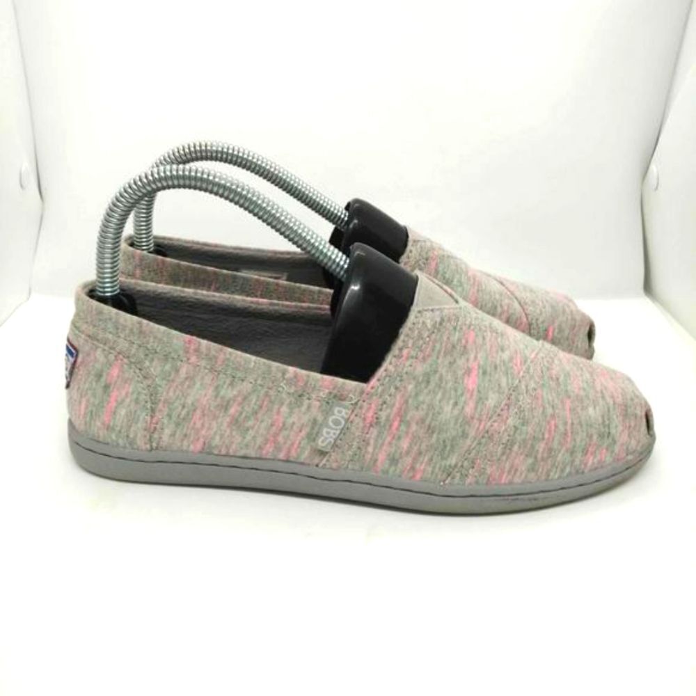Skechers BOBS Casual Cushioned Slip On‎ Shoes Women's Size 7 Grey Pink